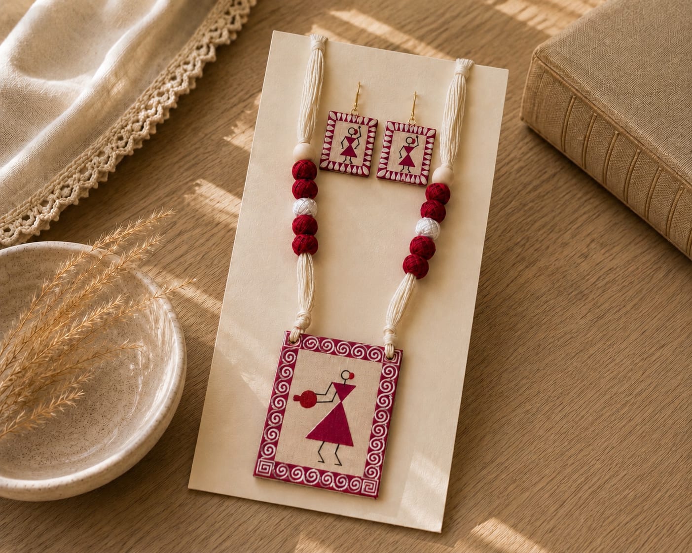Hand-Painted Fabric Pendant Set — image 2