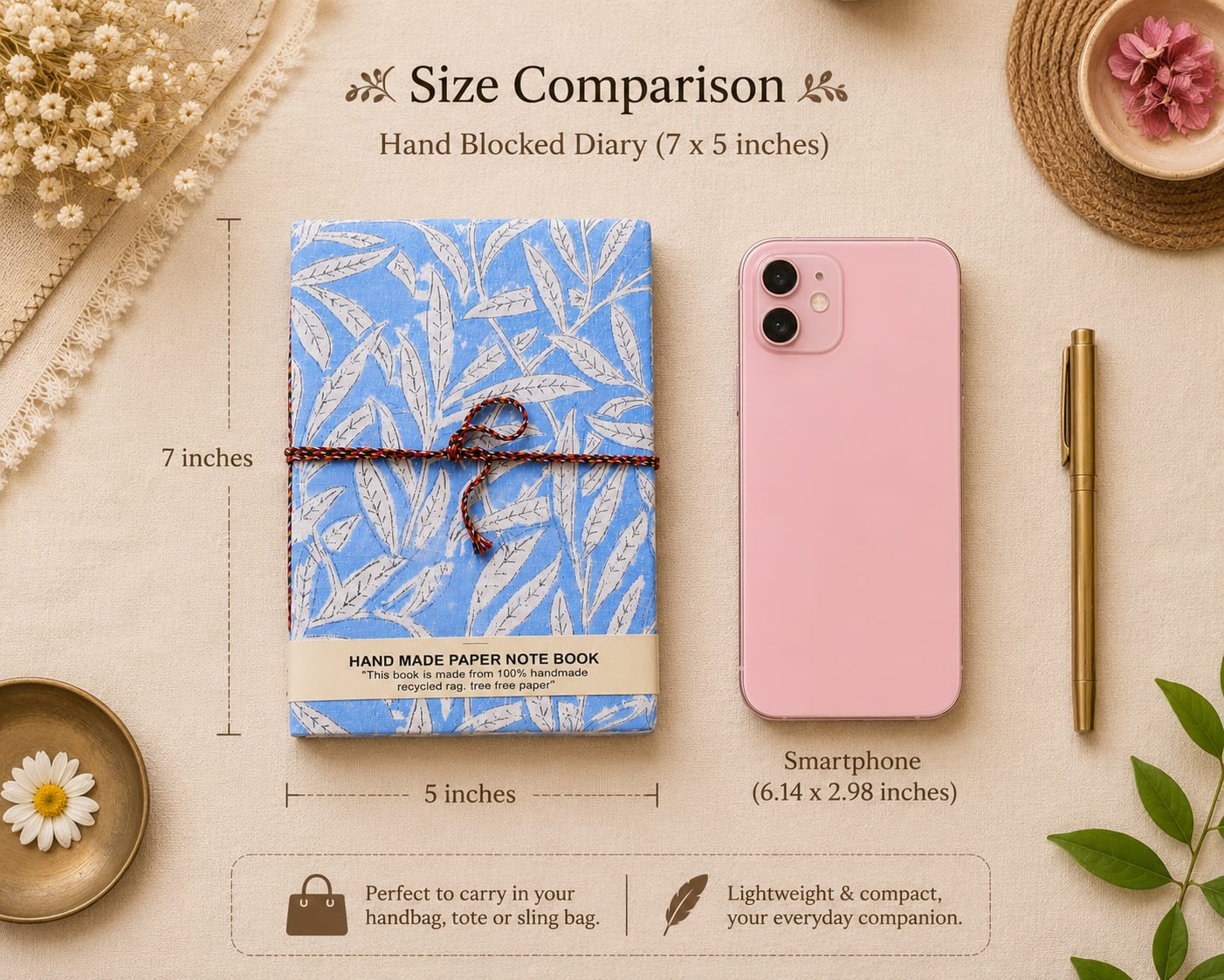 Handmade Hand Block Printed Diary – Artisan Journal & Notebook — image 2