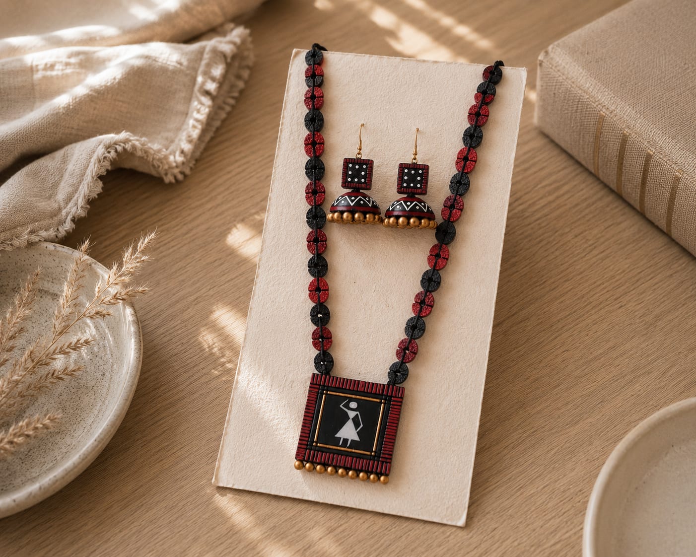 Hand Crafted Terracotta Pendent Set