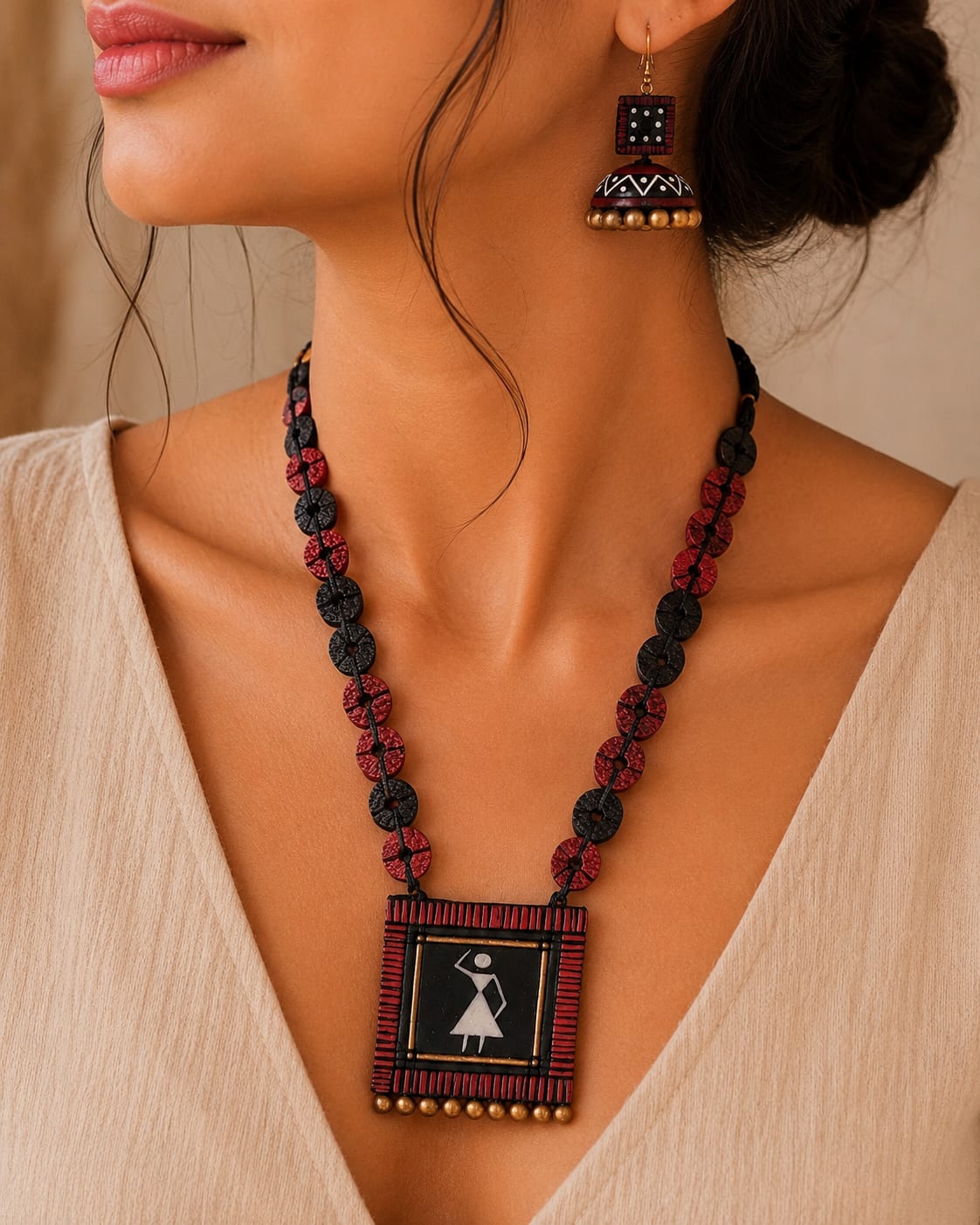 Hand Crafted Terracotta Pendent Set — image 2