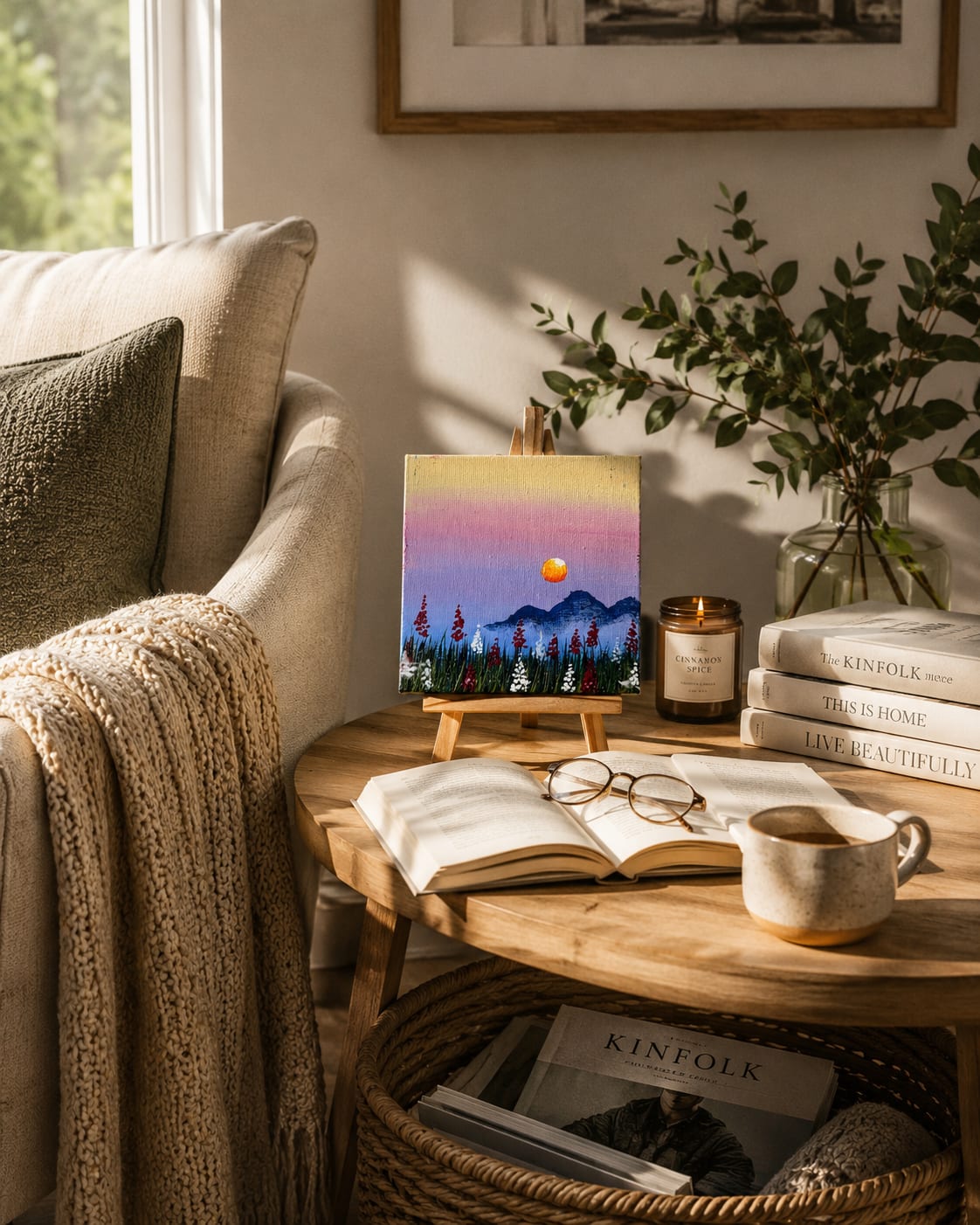 Mini Scenic Canvas Painting – Handcrafted Home Décor