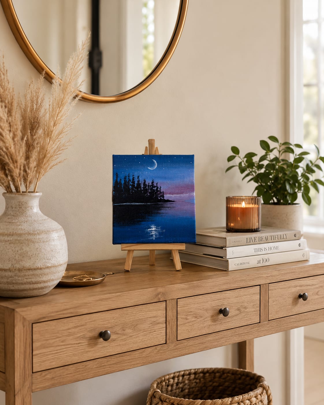 Mini Scenic Canvas Painting – Handcrafted Home Décor