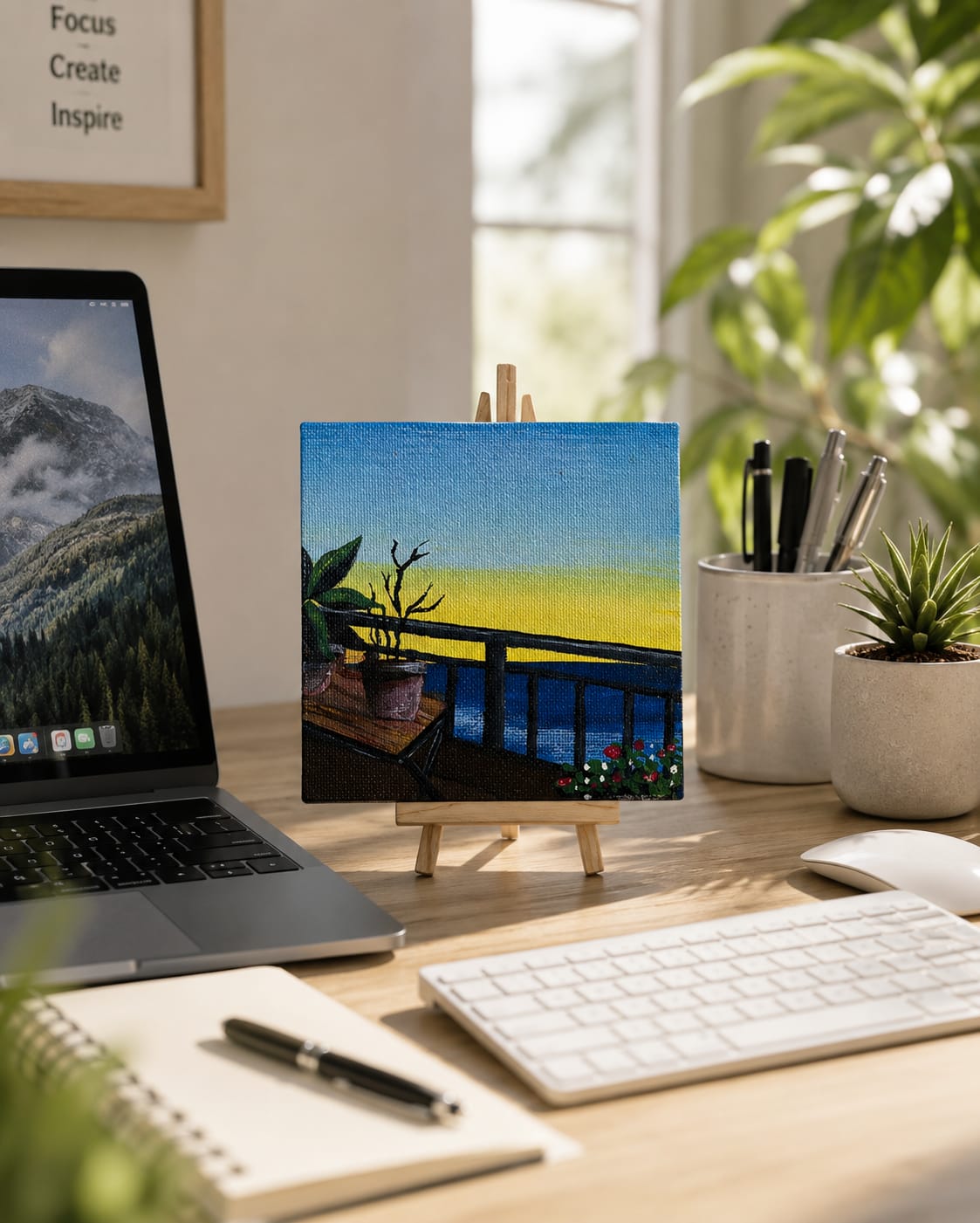Mini Scenic Canvas Painting – Handcrafted Home Décor