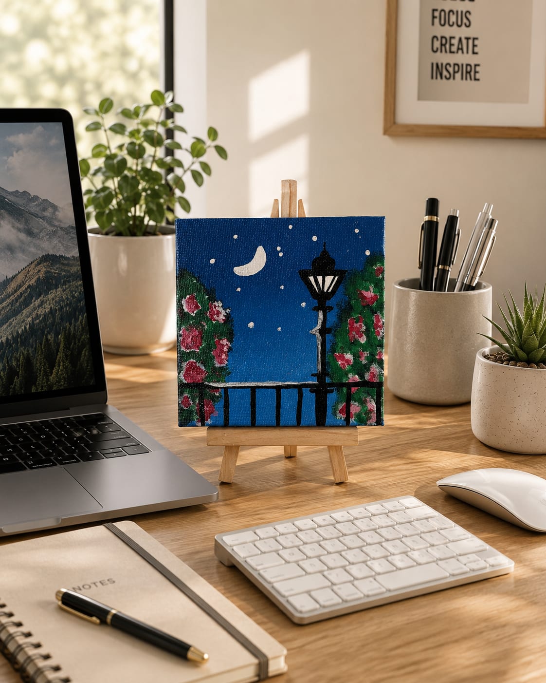Mini Scenic Canvas Painting – Handcrafted Home Décor