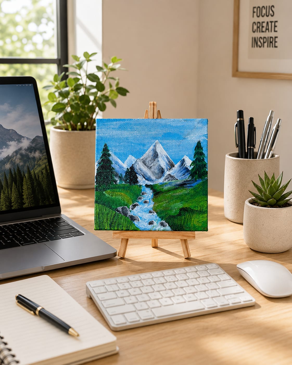Mini Scenic Canvas Painting – Handcrafted Home Décor