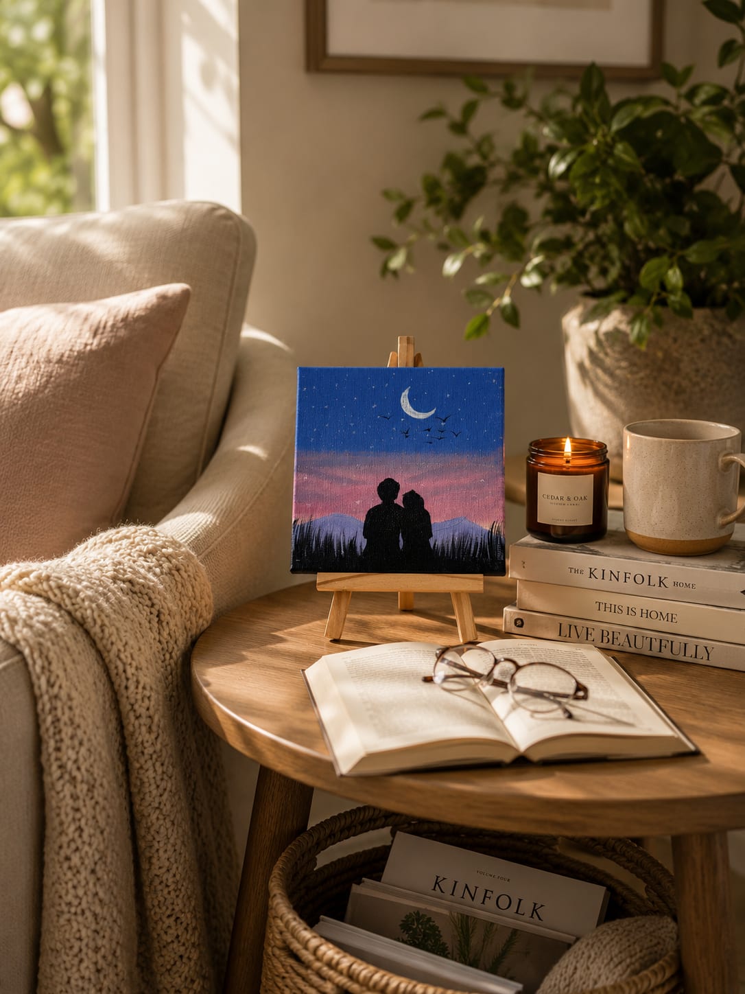 Mini Scenic Canvas Painting – Handcrafted Home Décor