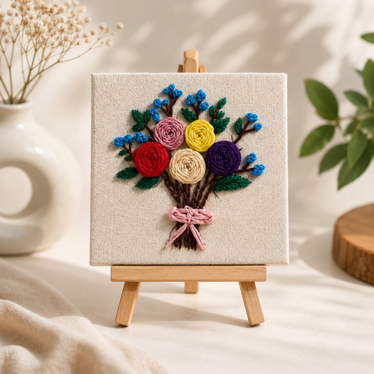 Hand-Embroidered Mini Canvas – Unique Home Décor