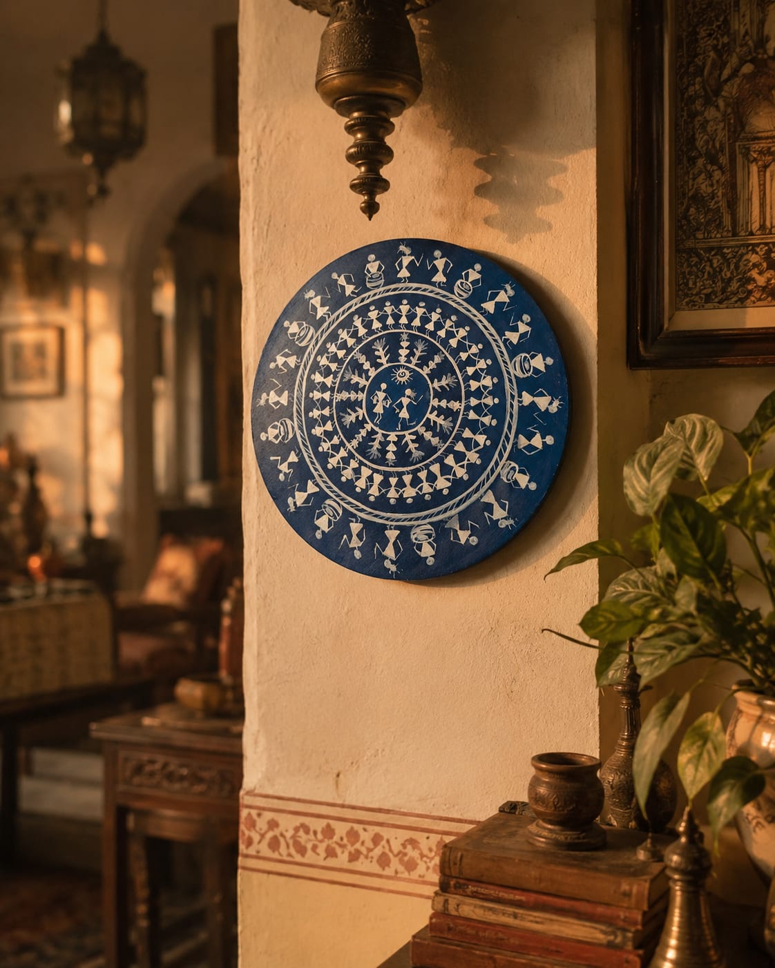Hand-Painted Round Canvas