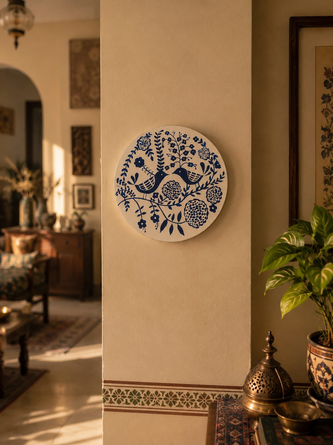Hand-Painted Round Canvas