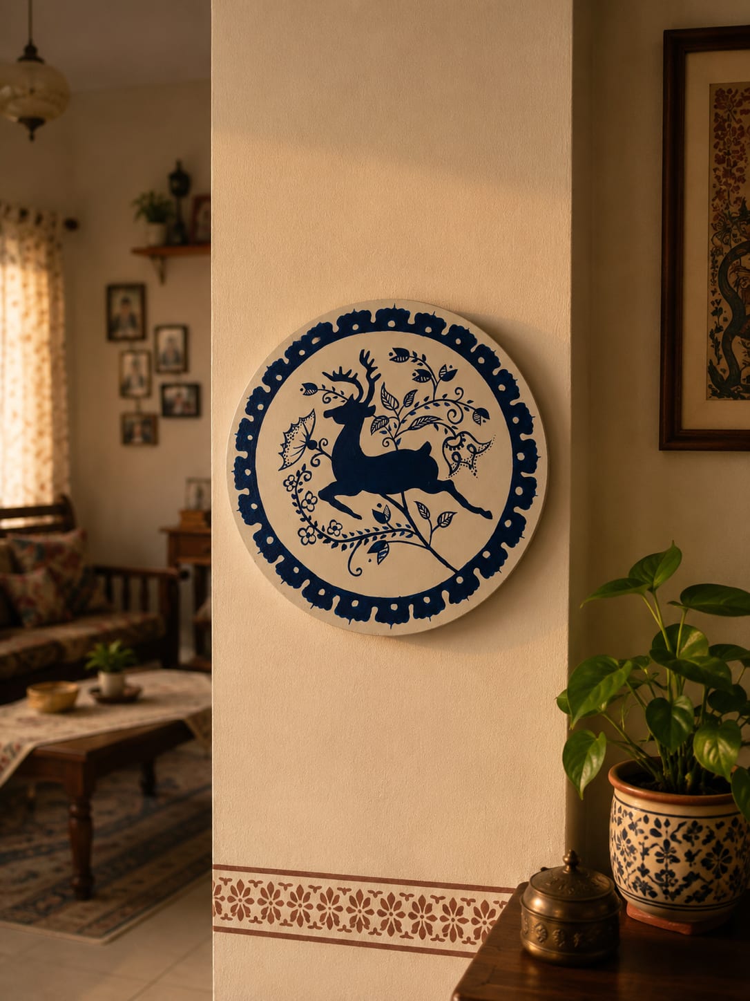 Hand-Painted Round Canvas