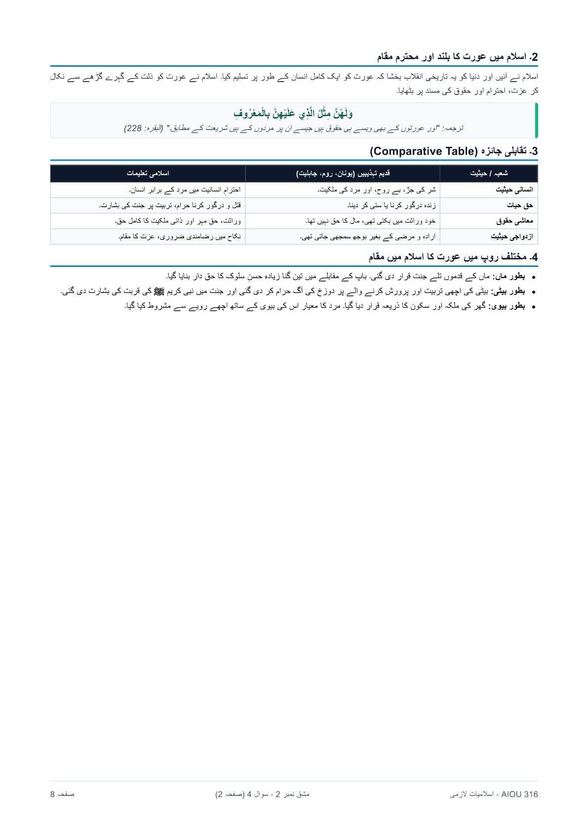 AIOU 316 Islamiat Assignment No. 2 – Autumn 2026 - Page 8