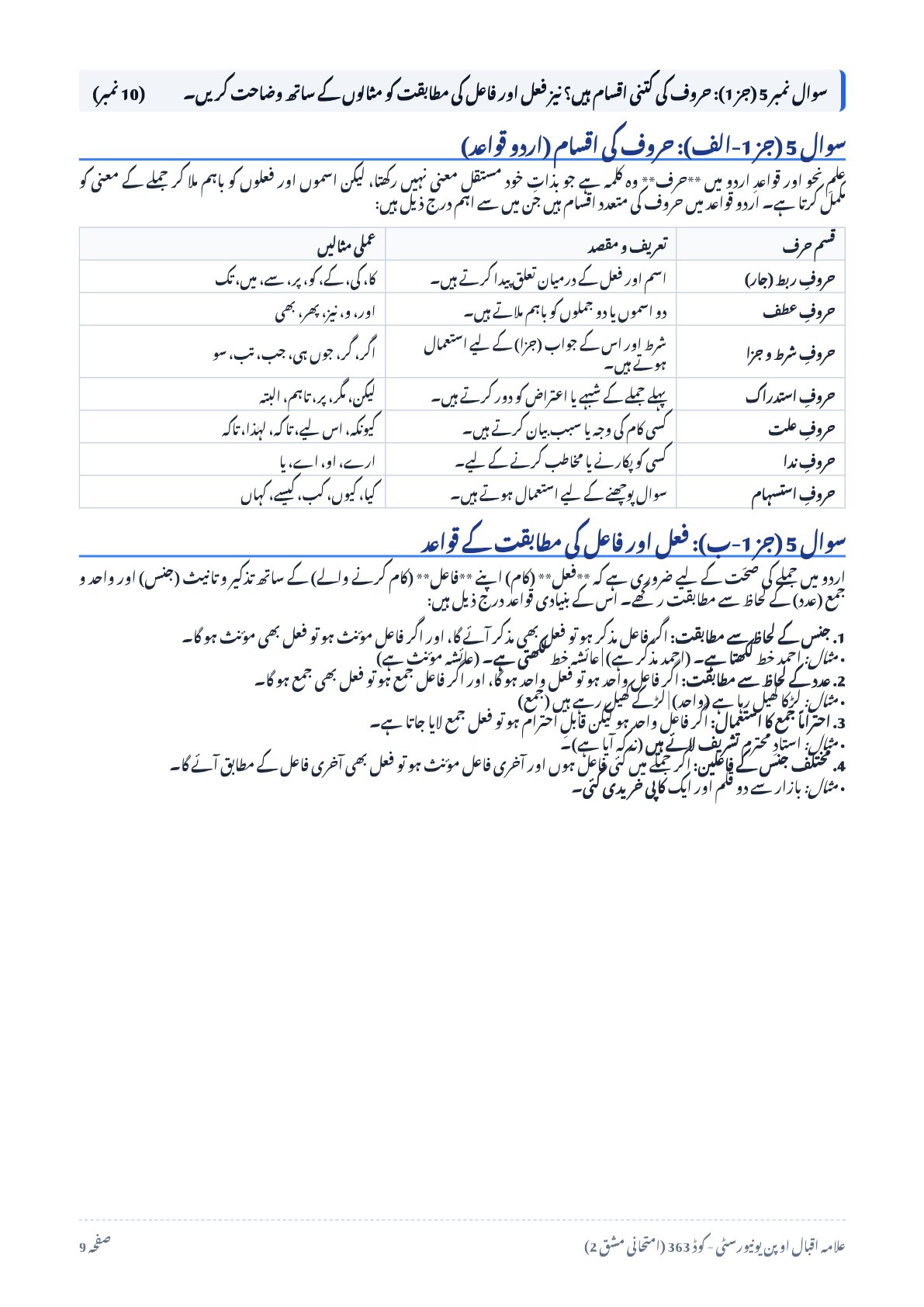 AIOU 363 Urdu-I Assignment No. 2 – Autumn 2026 - Page 9