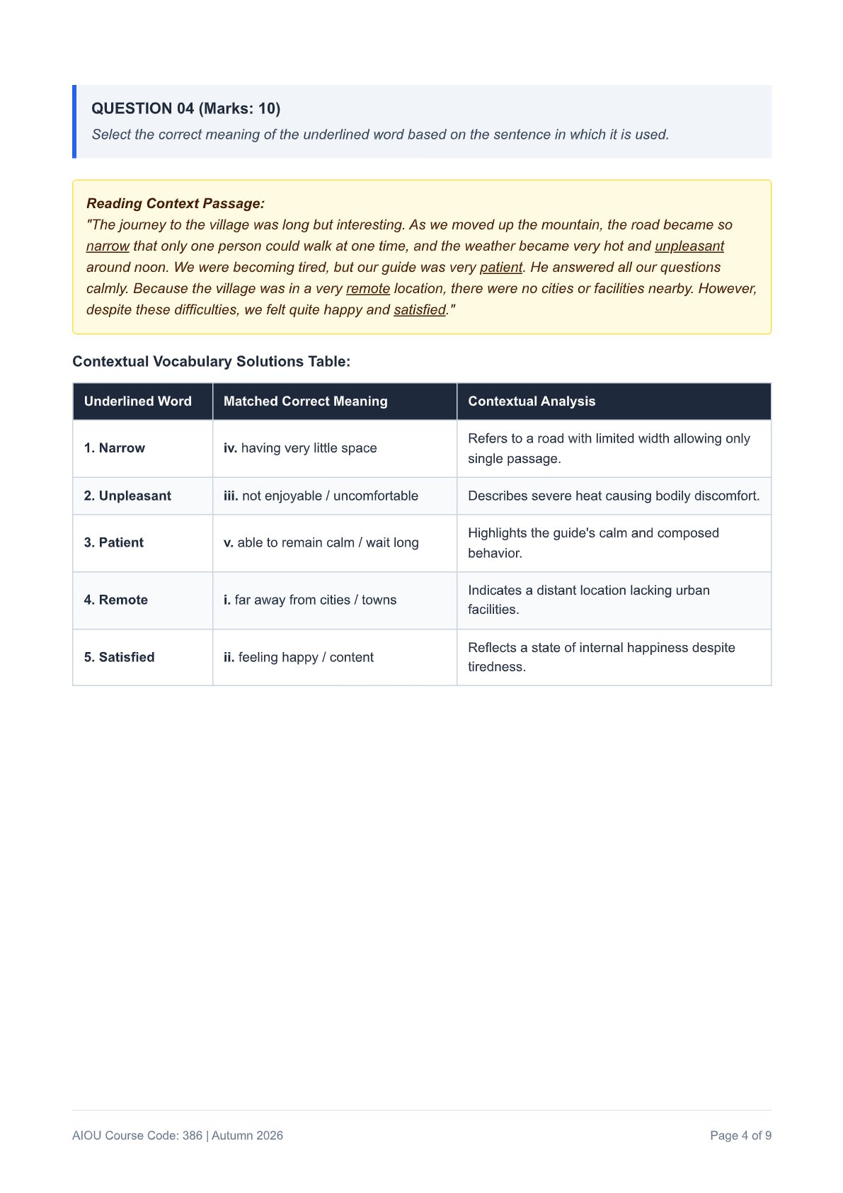 AIOU English-I Assignment No. 1 — Code 386 - Page 4