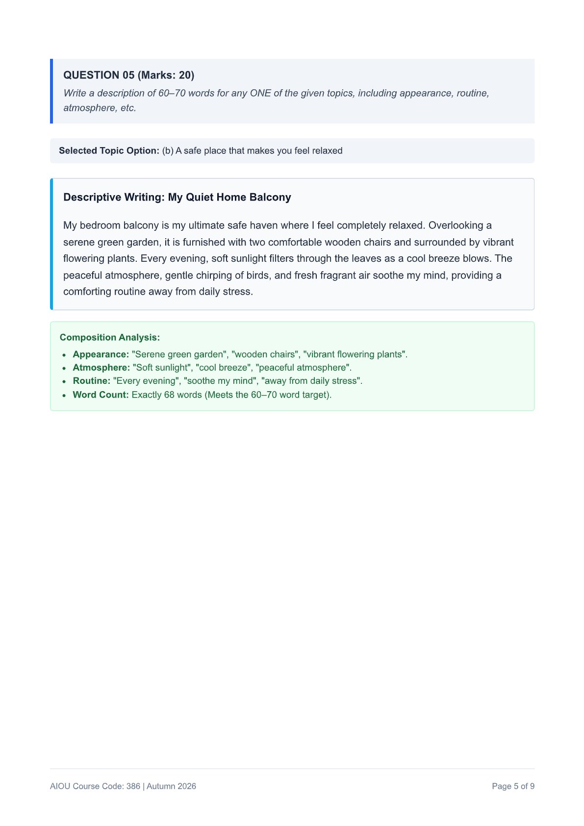 AIOU English-I Assignment No. 1 — Code 386 - Page 5