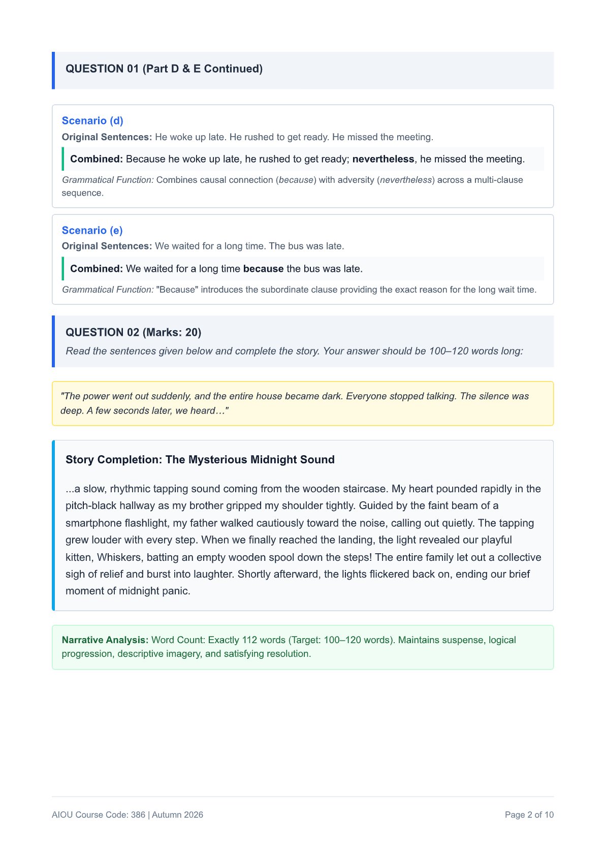 AIOU English-I Assignment No. 2 — Code 386 - Page 2