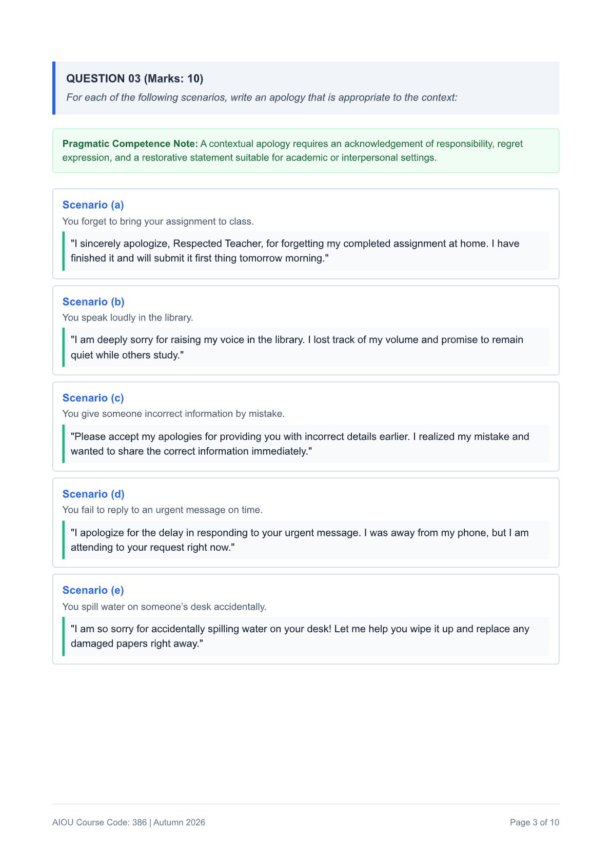 AIOU English-I Assignment No. 2 — Code 386 - Page 3