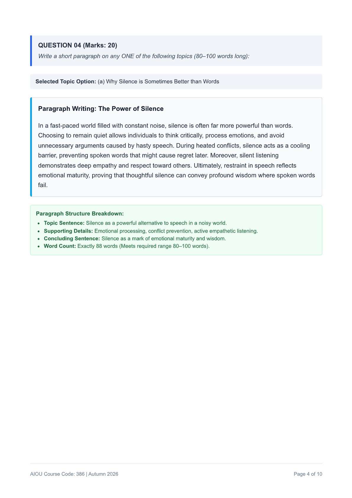 AIOU English-I Assignment No. 2 — Code 386 - Page 4
