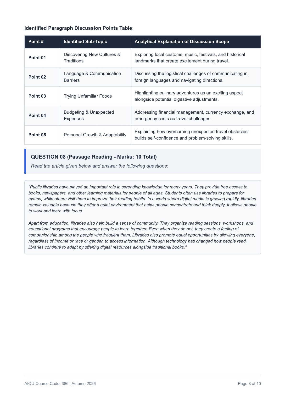 AIOU English-I Assignment No. 2 — Code 386 - Page 8
