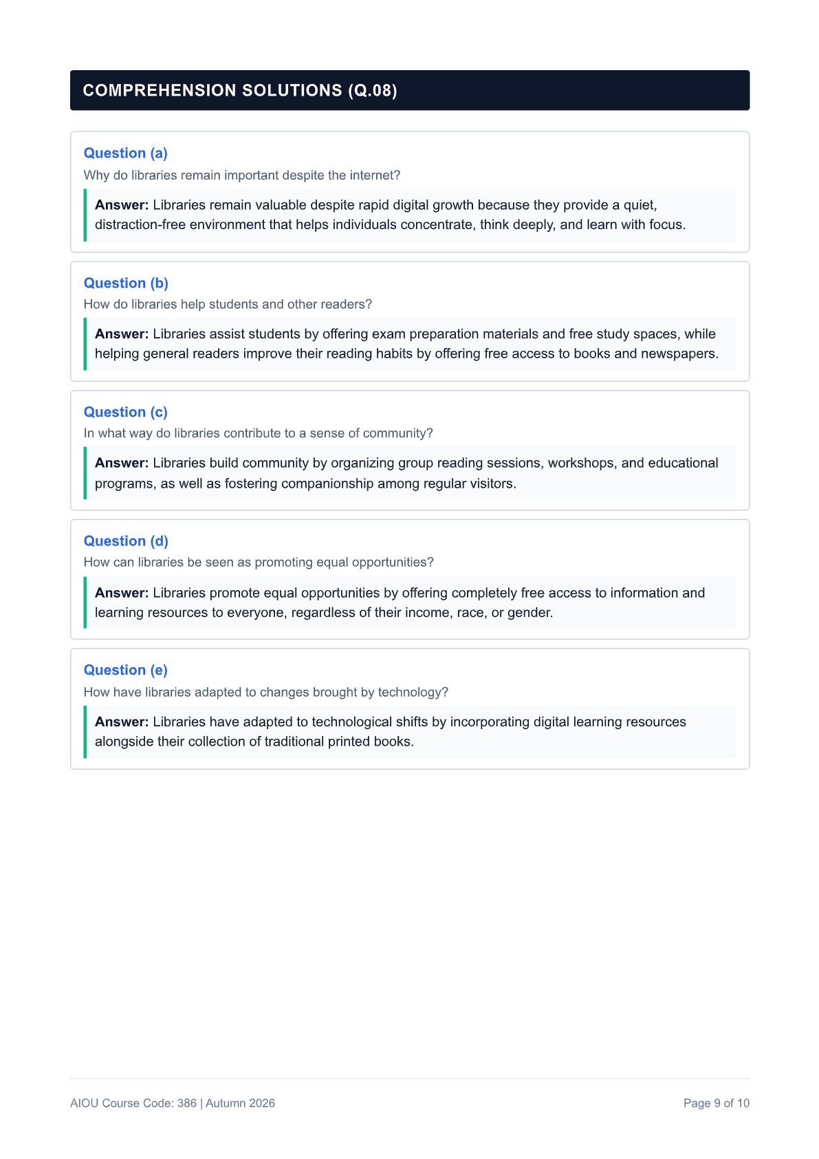 AIOU English-I Assignment No. 2 — Code 386 - Page 9