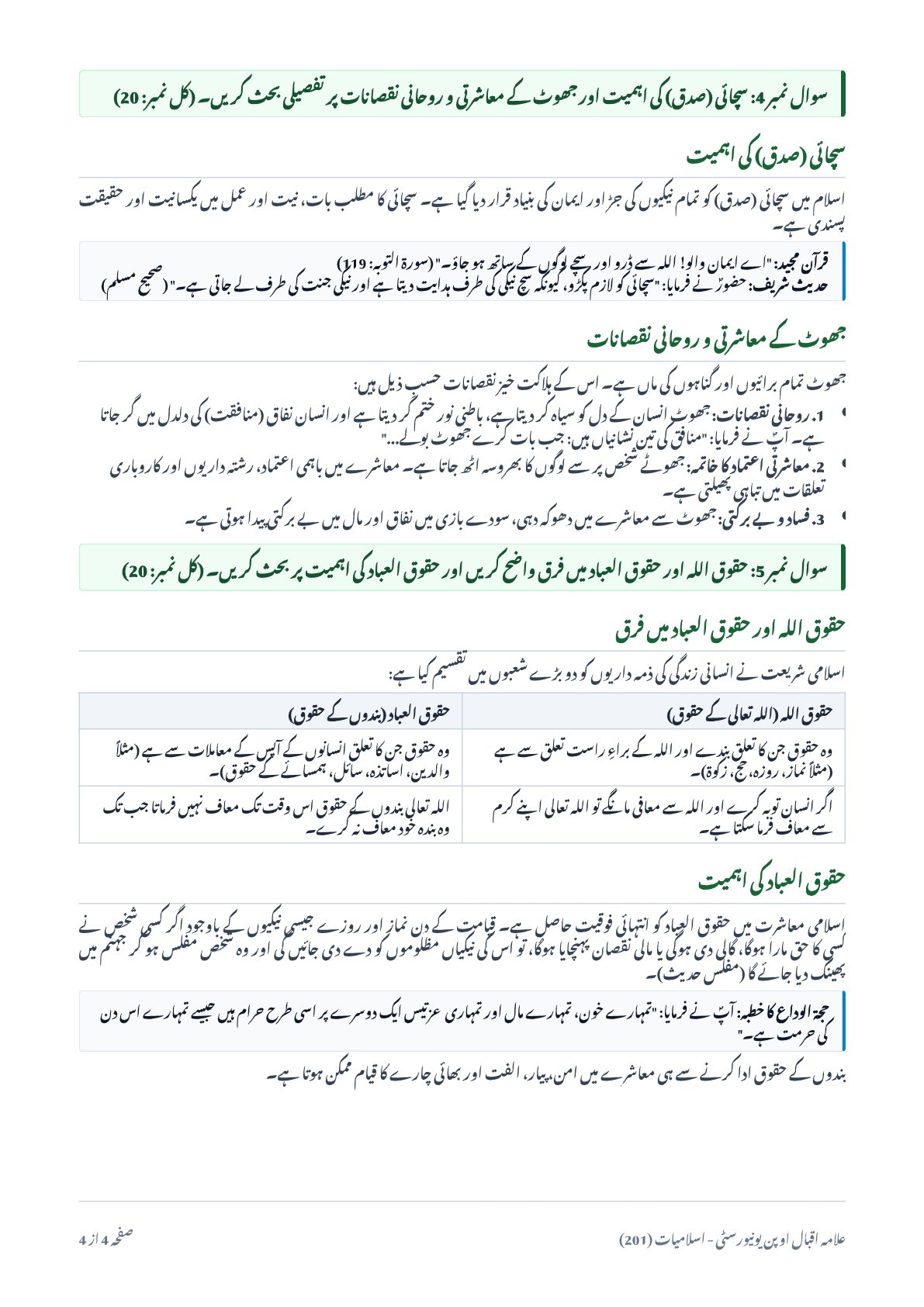 AIOU Solved Assignment No. 4 Islamiat 201 – Answers | ILM-ECHO - Page 4