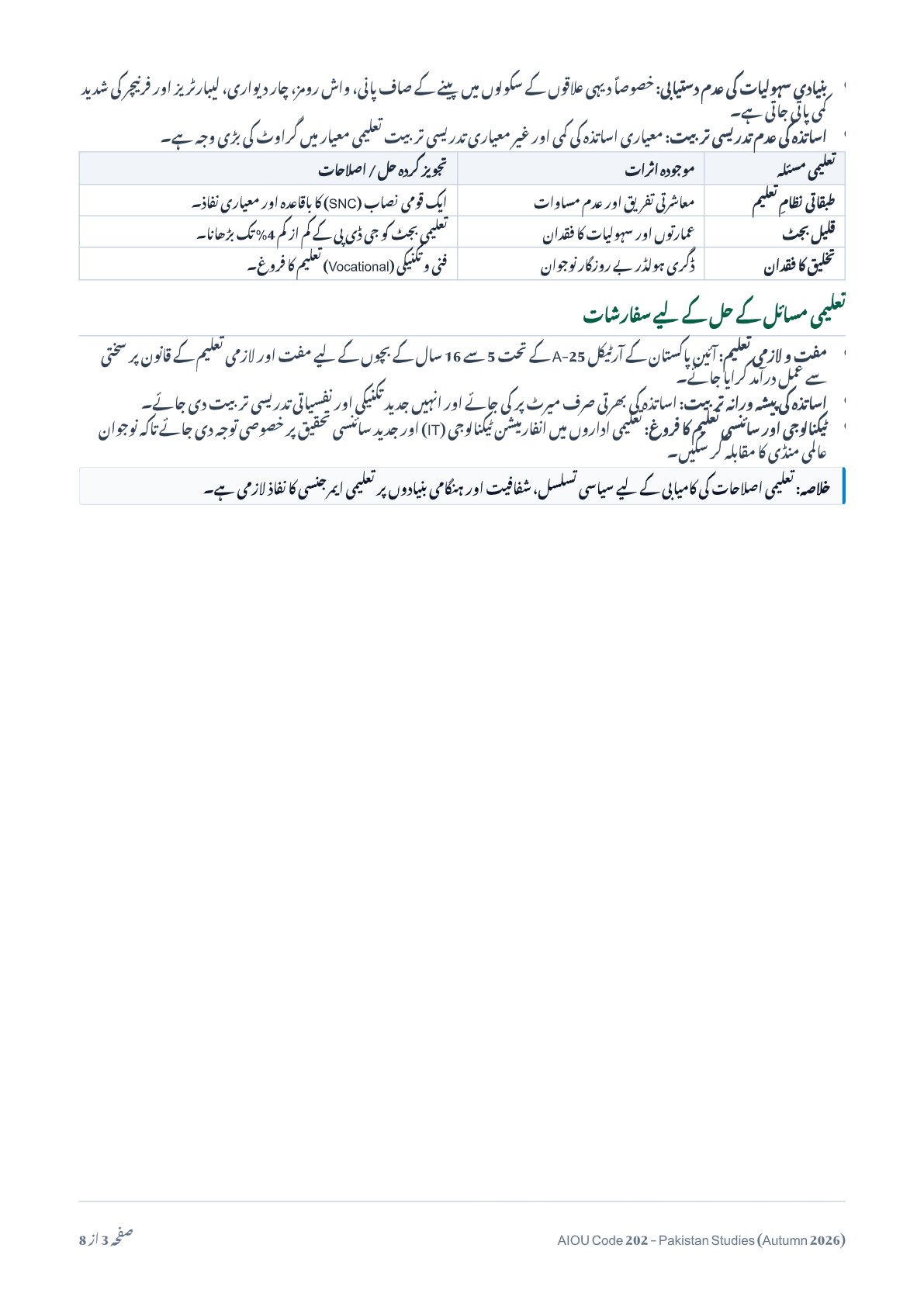 AIOU Code 202 Pakistan Studies Solved Assignment No. 4 – Autumn 2026 - Page 3