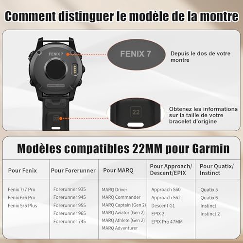 Vue 5 de Bracelet Silicone Garmin Compatible