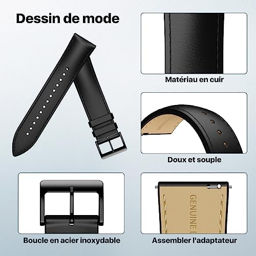 Vue 4 de Bracelet Cuir Ticwatch Pro 5