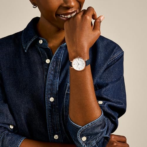 Vue 4 de Montre Femme Cuir Bleu Moderne