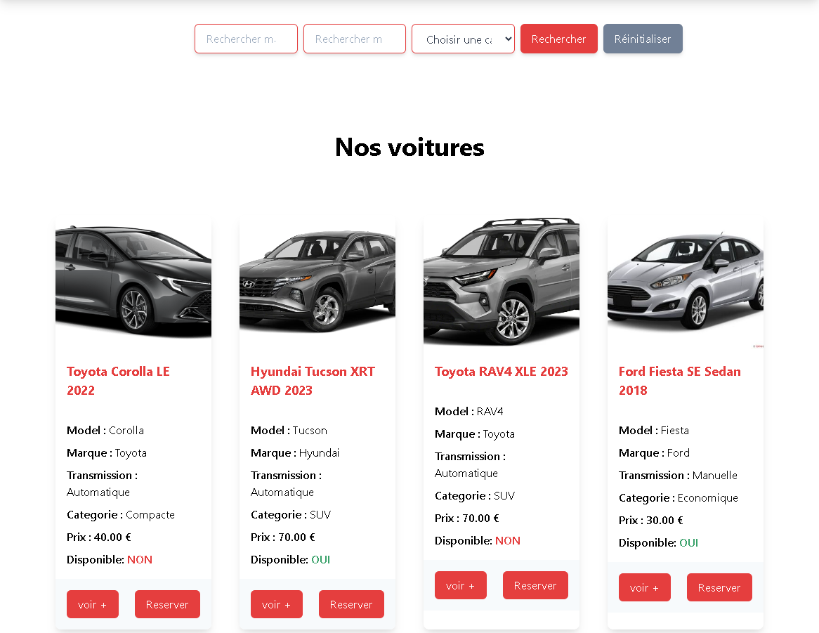 Liste des voitures