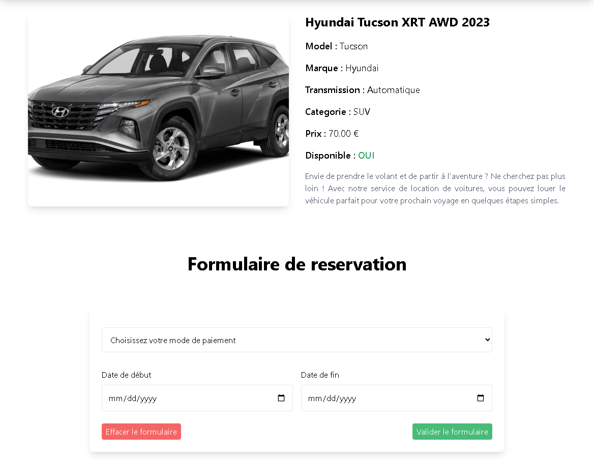 Formulaire de réservation