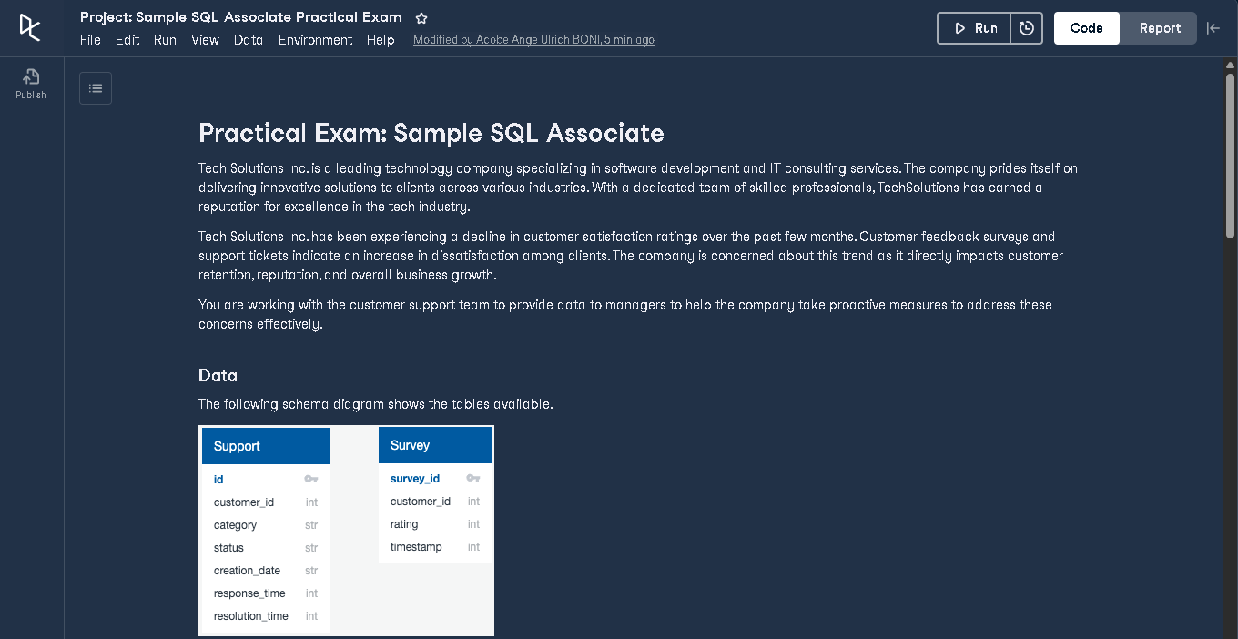 Examen pratique SQL sur DataCamp