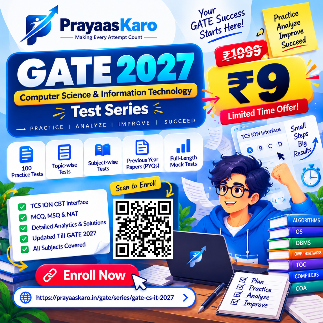 Get 100+ GATE CS Test Series Free - Prayaas Karo