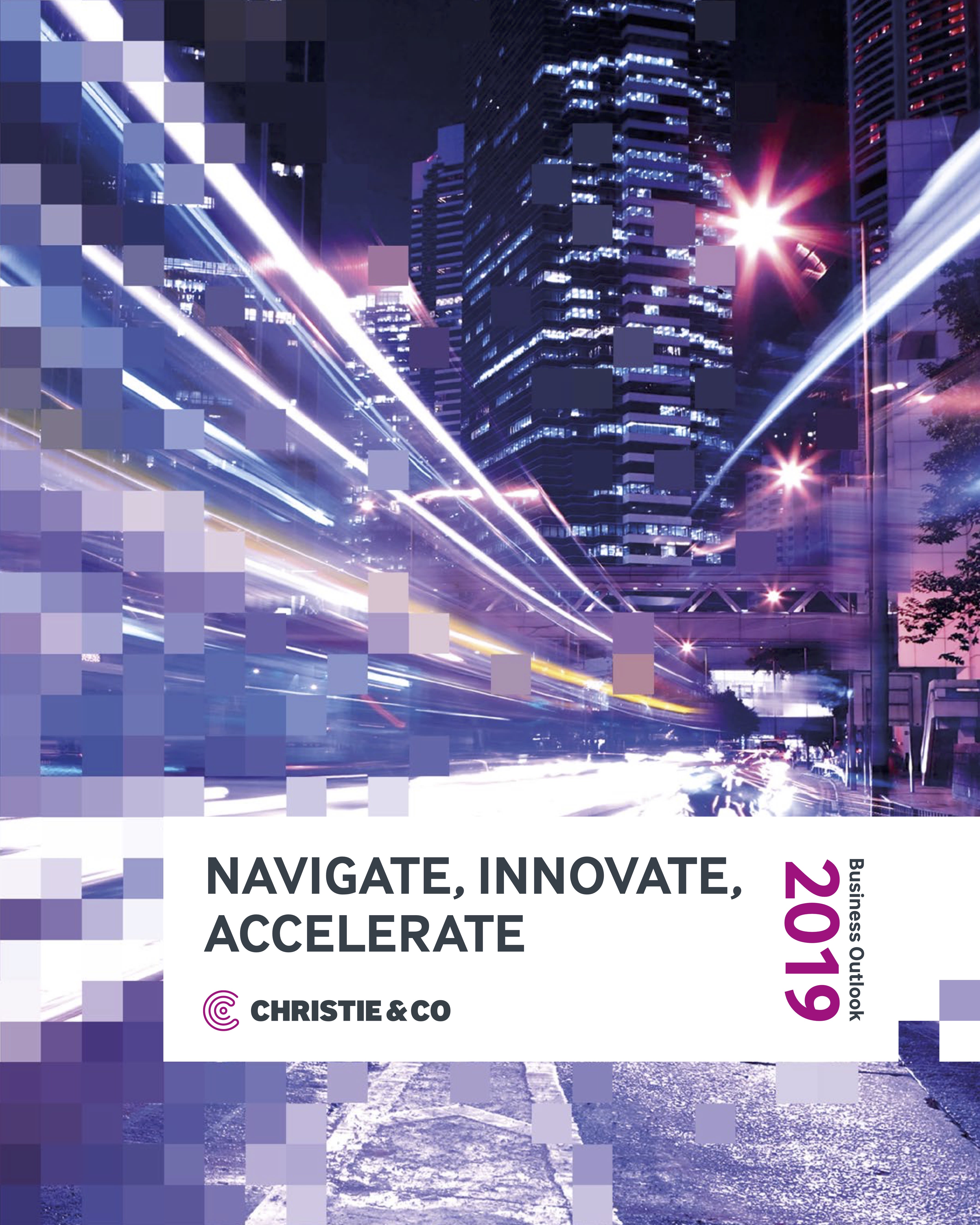 Cover of the Christie & Co 2019 Business Outlook PDF with the title "Navigate, Innovate, Accelerate"