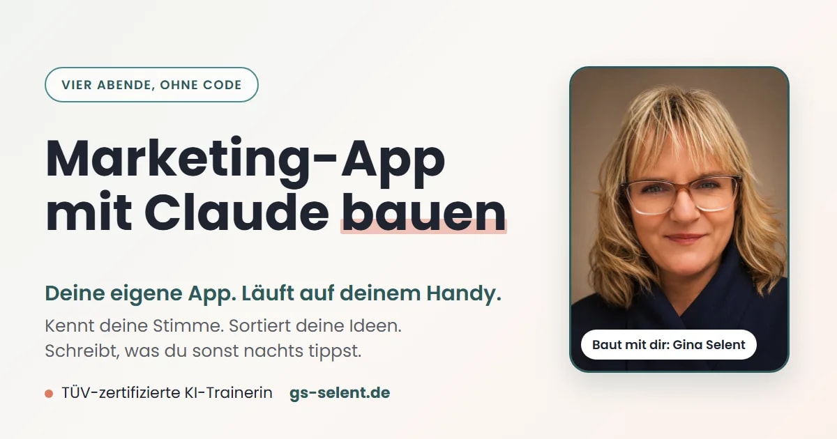 Beitragsbild: Marketing-App mit Claude bauen: ohne Code, in vier Abenden