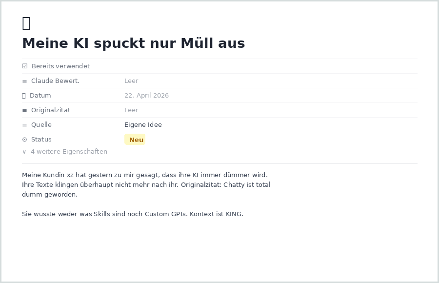 Notion Ideen-Karte ausgefüllt