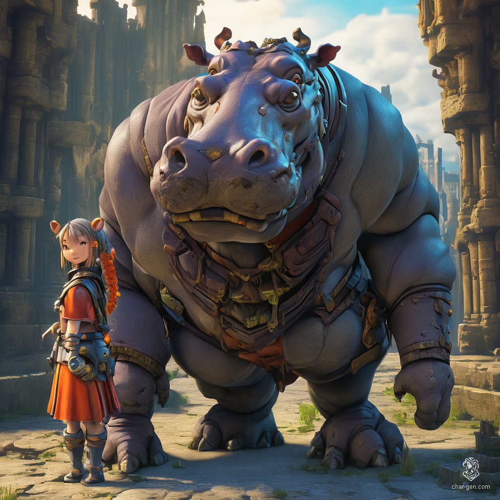 Giff are formidable anthropomorphic hippos, standing tall with robust, muscular frames and distinct hippo heads. Known for their boisterous personalities and love for firearms, these whimsical mercenaries excel in battle, combining strength and charisma as they navigate the realms with an adventurous spirit.