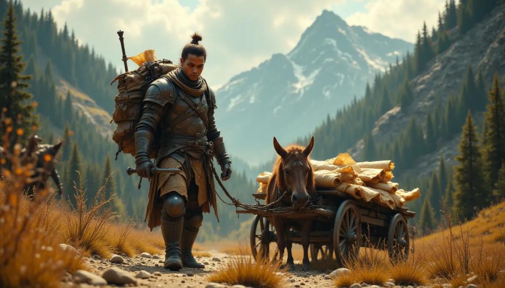 A confident young male kender fighter with a top knot, skilled in a variety of weapons and cartography. Playful and curious, he charts unknown lands surrounded by rolled parchments and compasses, his medium-toned skin reflecting a bold and adventurous spirit.