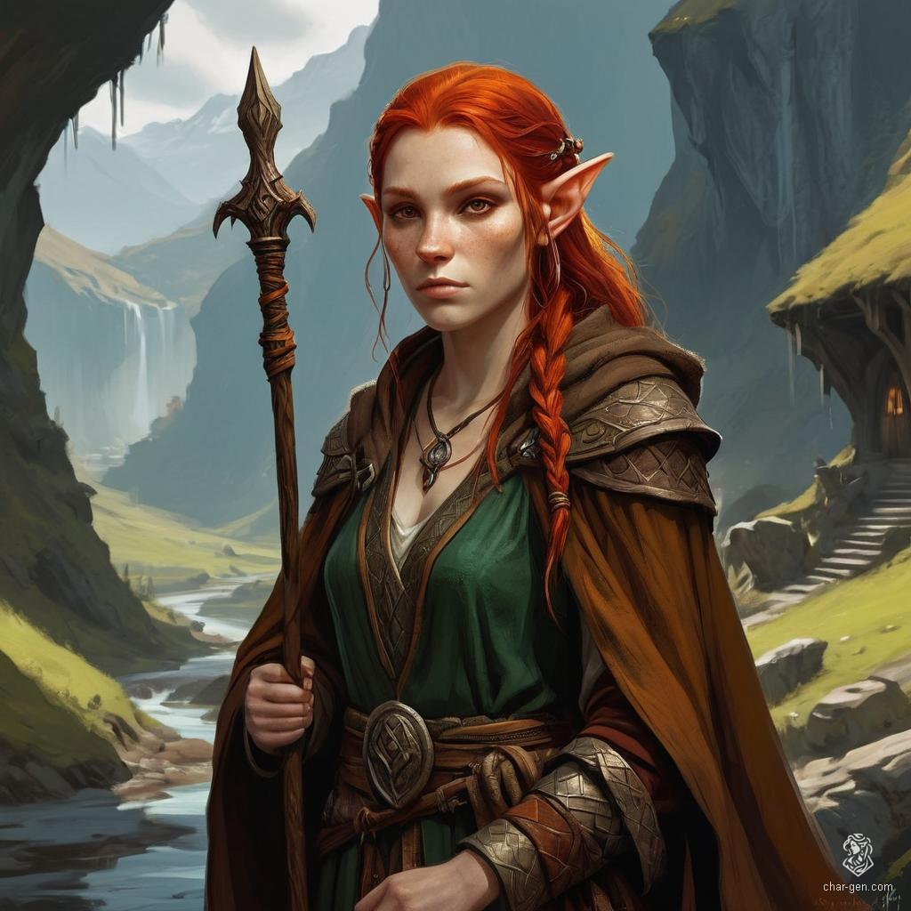 Keyleth, a 17-year-old Half-Elven druid of fair skin and cherry-red hair, hails from the Air tribe of the Ashari. Despite her lack of physical or mental prowess, her exceptional wisdom and natural affinity with animals and elements guide her Aramente journey to succeed her father as headmaster.