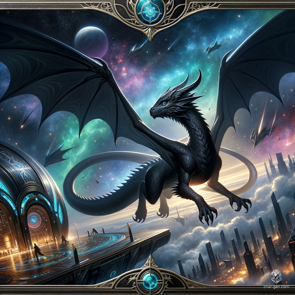 The Shadowwing is a sleek, young black dragon, measuring 1.5 times the size of a man. With its shimmering dark scales and lithe body, it glides silently on powerful black wings, embodying stealth and grace as it prowls the twilight skies.