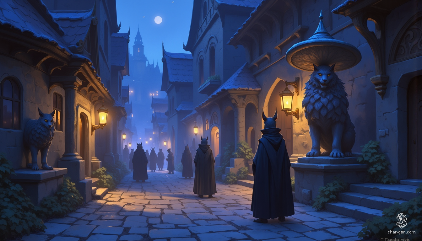 As dusk blankets Westcrown, cobblestone streets glow softly under antique lanterns, casting flickering shadows. Weathered statues stand sentinel amidst murmurs of cloaked figures, while ancient fountains murmur secrets of the past. The air hums with a magical ambiance, inviting the night’s whispered tales.