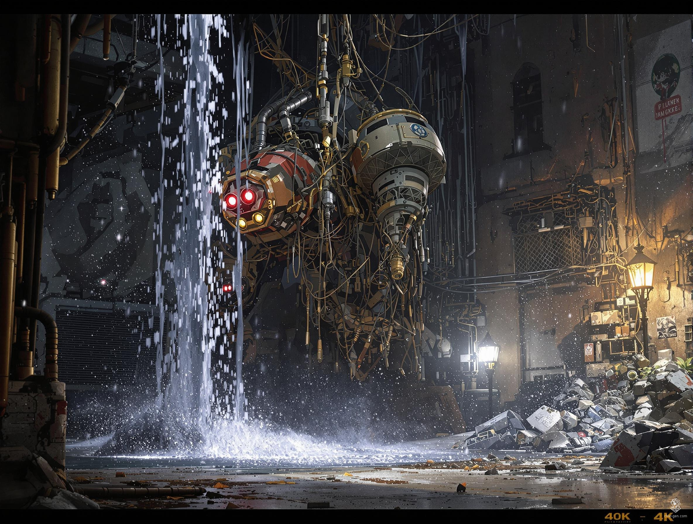 Beneath the city’s surface, a labyrinth of ancient sewers sprawls in shadows, their arched stone walls draped in luminescent moss. Glimmering pools of water reflect a dim, eerie glow, as strange fungi bloom amidst the cobwebs, creating an enchanting yet unsettling underground tapestry.