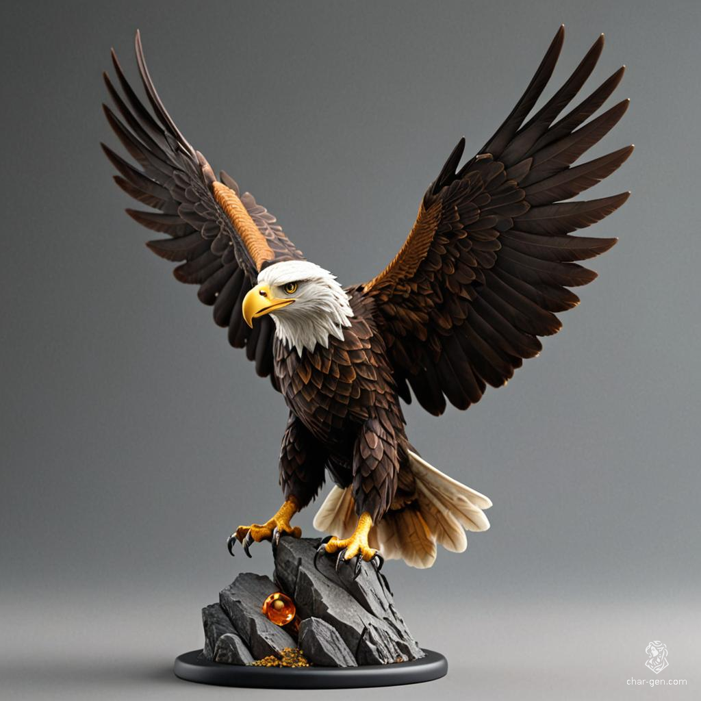 The Amber Eagle, a masterfully carved figurine, glows with a warm, golden hue, capturing the essence of a soaring eagle. Legends say that when held aloft under the moonlight, it grants the bearer visions of distant skies and uncharted paths, igniting the spirit of adventure.