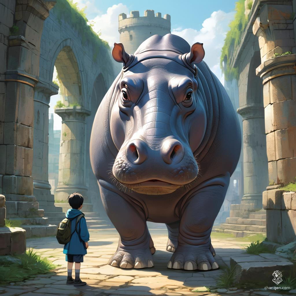 Griswold, the Giff, is a towering anthropomorphic hippo with a broad, powerful frame and a distinctive hippo head. Clad in colorful military garb, he wields oversized weaponry with surprising grace, embodying a fierce yet jovial spirit. His booming laughter belies a cunning intellect and a heart of gold.