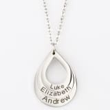 Engraved Drop Shaped Family Necklace 4