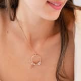 Circle Pendant Necklace With Leaf And Custom Beads 5