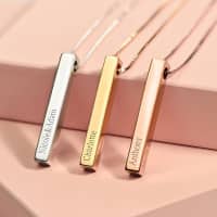 Engraved 3D Bar Necklace 2