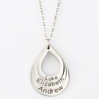Engraved Drop Shaped Family Necklace 4