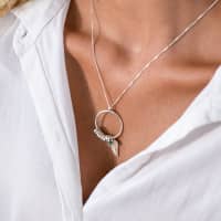 Circle Pendant Necklace With Leaf And Custom Beads 3
