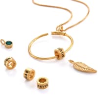 Circle Pendant Necklace With Leaf And Custom Beads 2