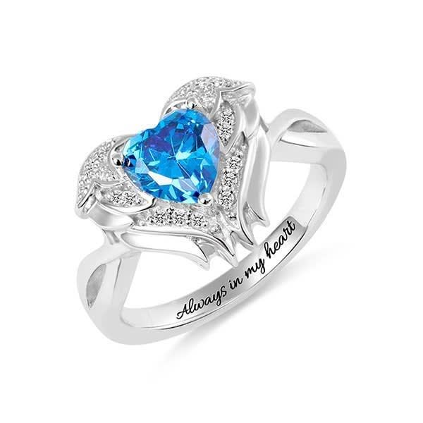 Engraved Angel Wings Ring